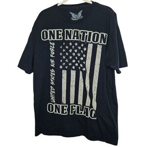 APPRIME Courage Above All Navy Blue Graphic‎ USA Flag Patriotic T-Shirt 2XL